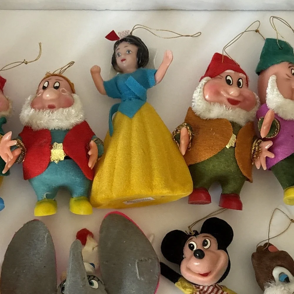 Vintage Walt Disney Snow White Dwarfs Goofy Dumbo Mickey Pluto Ornaments